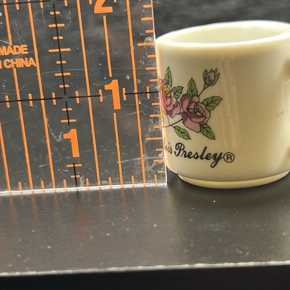 Official Elvis Collectors 1.5” Mini Mug/Shot Glass- Purple Flowers- Vintage - Picture 8 of 8